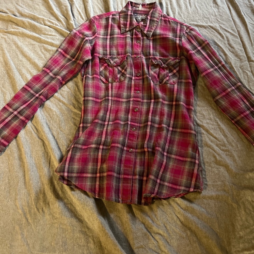 Pink button up flannel